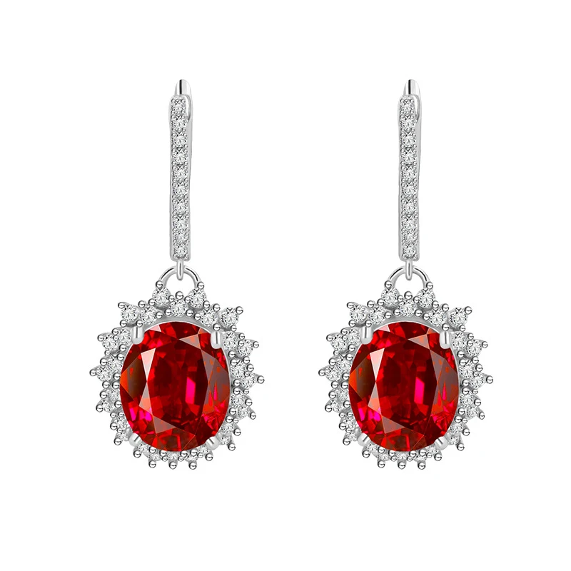 Brincos de prata de lei S925, 10-12mm de comprimento, estilo gota com ganchos. Joia fina Padma Vermelho, perfeitos para realçar a beleza. — foto 4