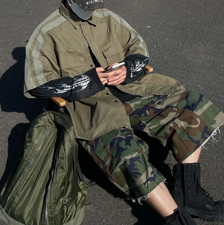 New Profile Cut Multi-piece Stitched Camouflage Cropped Pants provide comfort and style, offering a modern look, perfect — photo 1