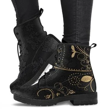 British PU Women's Fashion Tooling Boots Large Size Printed Autumn Ladies High Top Martin Boots for Comfort and Style — photo 8