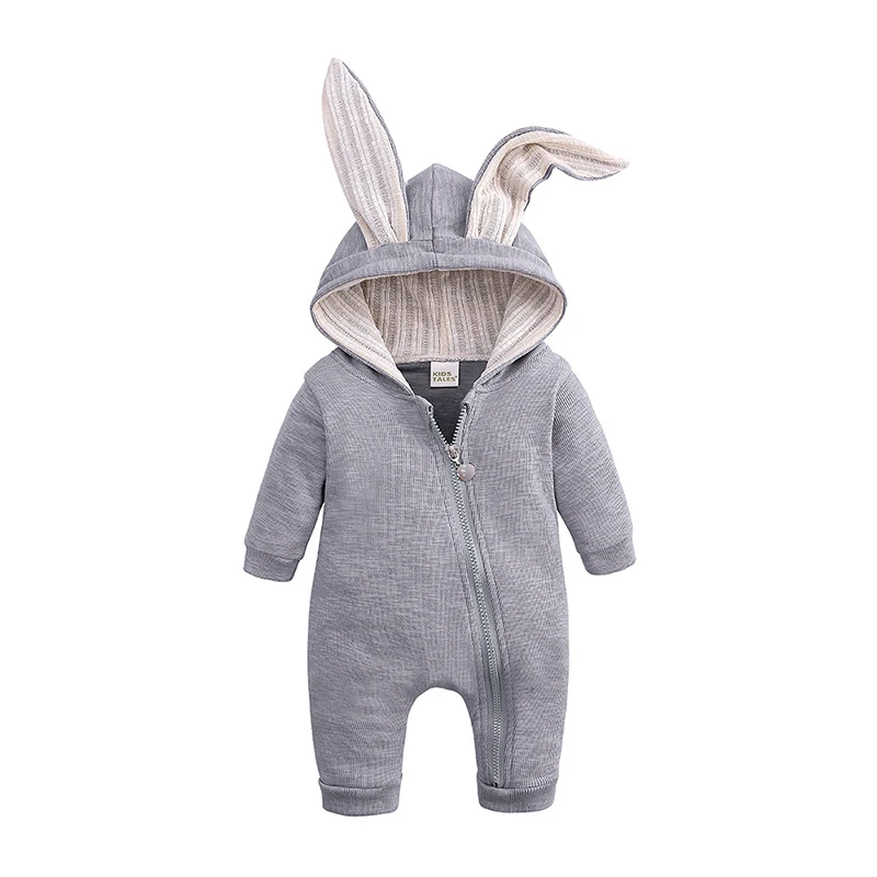 Macacão infantil de uma peça com orelhas grandes de coelho, macio e confortável. Ideal para brincar e dormir, fácil de vestir e tirar, perfeito para seu bebê. — foto 9