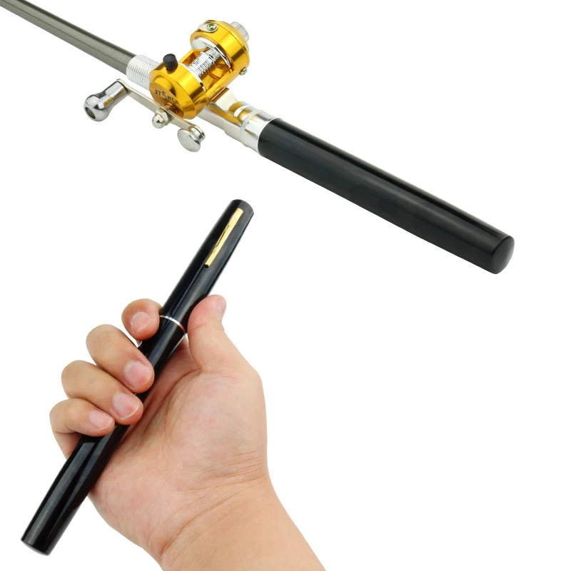 Vara de pesca caneta mini ice fishing original com carretel, vara de pesca pequena portátil para mar. Ideal para pescaria fácil. — foto 16