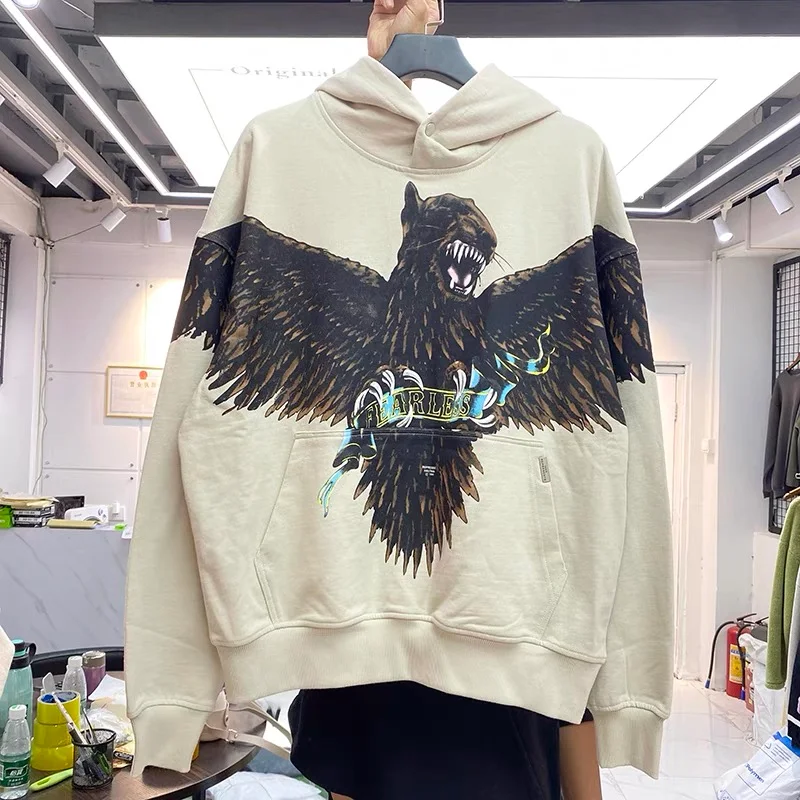 Animal Tiger Eagle Print High Street Washed Hoodie. Comfortable and stylish, perfect for casual wear, a unique design fo — photo 8
