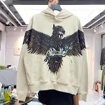 Animal Tiger Eagle Print High Street Washed Hoodie. Comfortable and stylish, perfect for casual wear, a unique design fo — photo 8