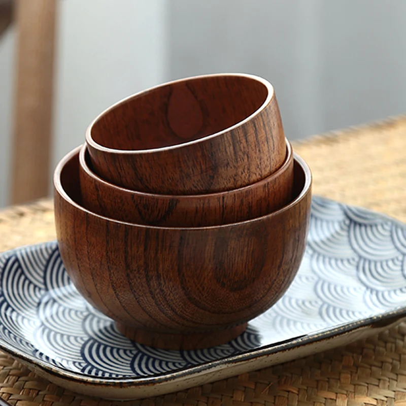 Title 4, Wooden Bowl Japanese Style Wood Rice Soup Bowl ...