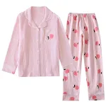 Dames pyjama katoengaren dubbellaags dun gewassen crêpe voor thuis. Zacht en comfortabel, perfect voor een goede nachtrust. — foto 9