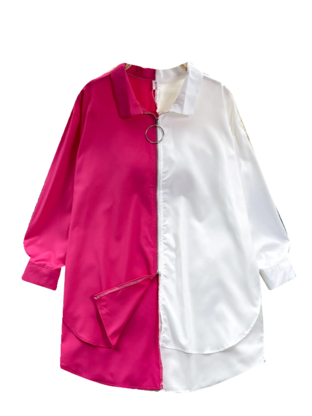 Idle Style Mid-length Color Matching Shirt — photo 1