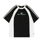 Women's Simple Letter Print Contrast Color Sports Style Loose Short Sleeve T-shirt, designed for comfort and performance — photo 13