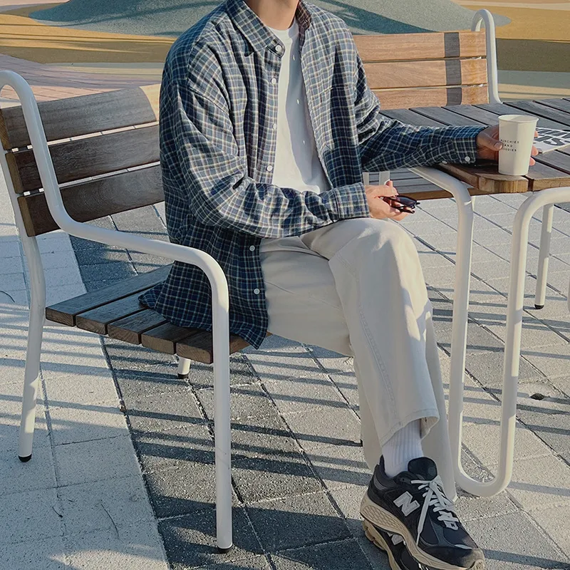 Casaco Camisa Masculina Xadrez Solto Casual Retrô, Tendência Moderna e Conforto para Uso Diário, Ideal para um Visual Despojado — foto 3