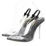 Salto Alto Transparente Sexy com Corrente de Metal para um Look Fashion Versátil e Sofisticado Combine com Tudo — foto 5