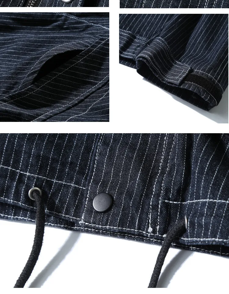 Title 7, Spring Japanese Retro Striped Mens Overalls of...