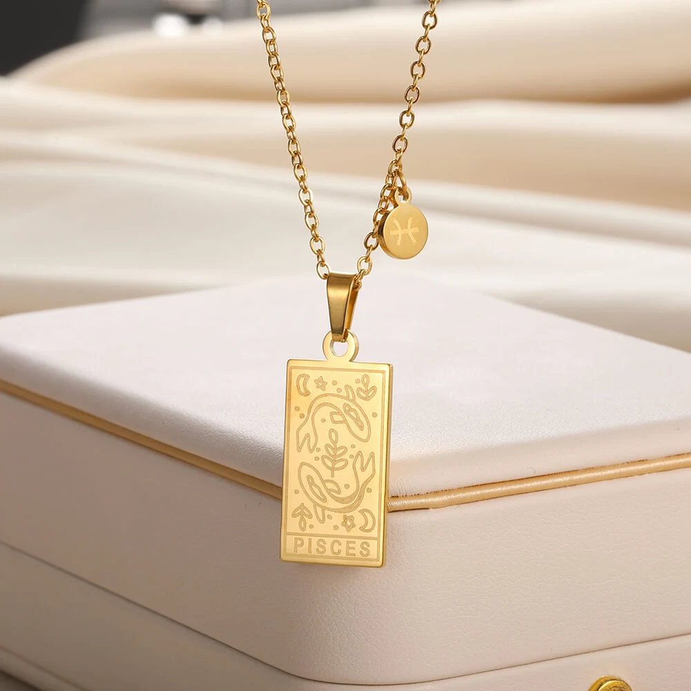 Colar de casal Escorpião com placa quadrada de constelação em aço inoxidável, presente especial. — foto 25