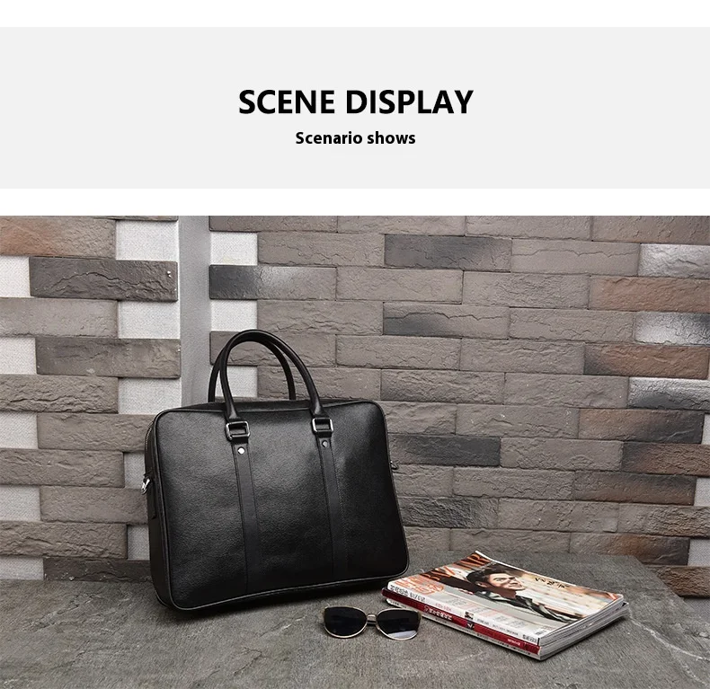 Title 8, Mens Real Leather Handbag Double Zipper Cattle...