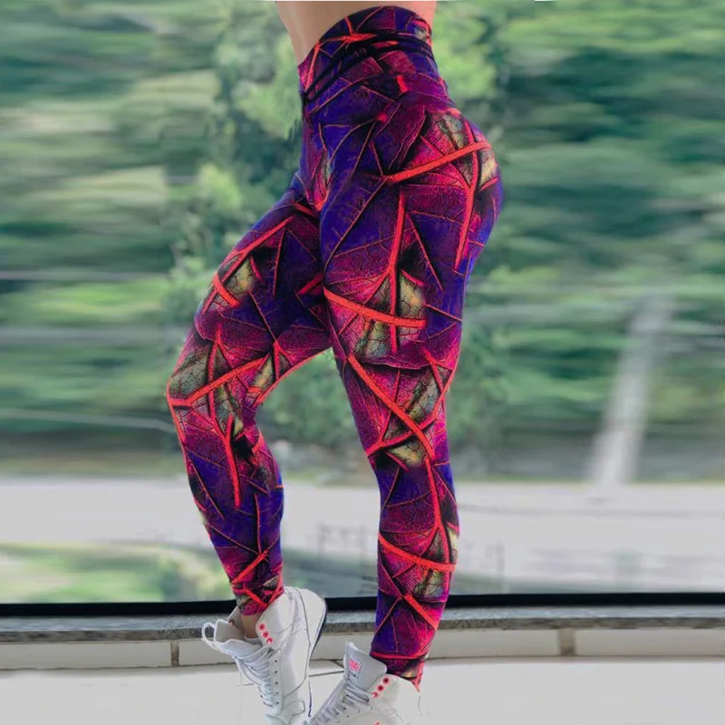 Title 1, Leaf print fitness yoga pants for a comfortable...
