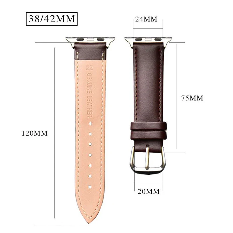 Title 8, First layer cowhide leather strap two-color wat...