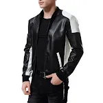 Stand Collar Leather Coat with Color Matching. Enjoy a sophisticated look and protection from the cold with this high-qu — photo 2