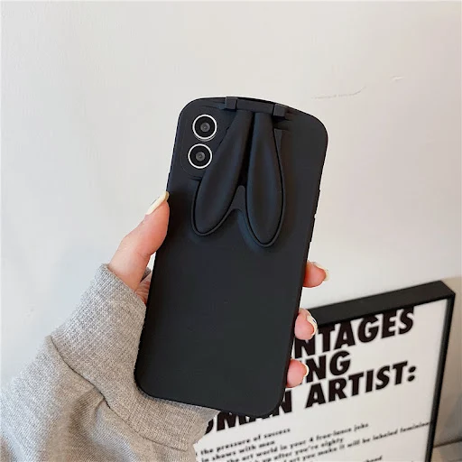 Title 6, Creative Anti-drop Bunny Ear Stand Phone Case. ...