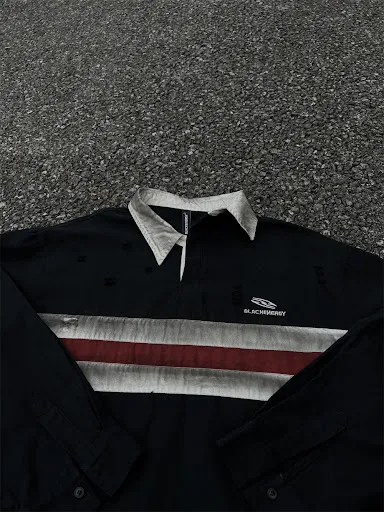 Title 9, Mens Color Contrast Patchwork Long Sleeve Polo...