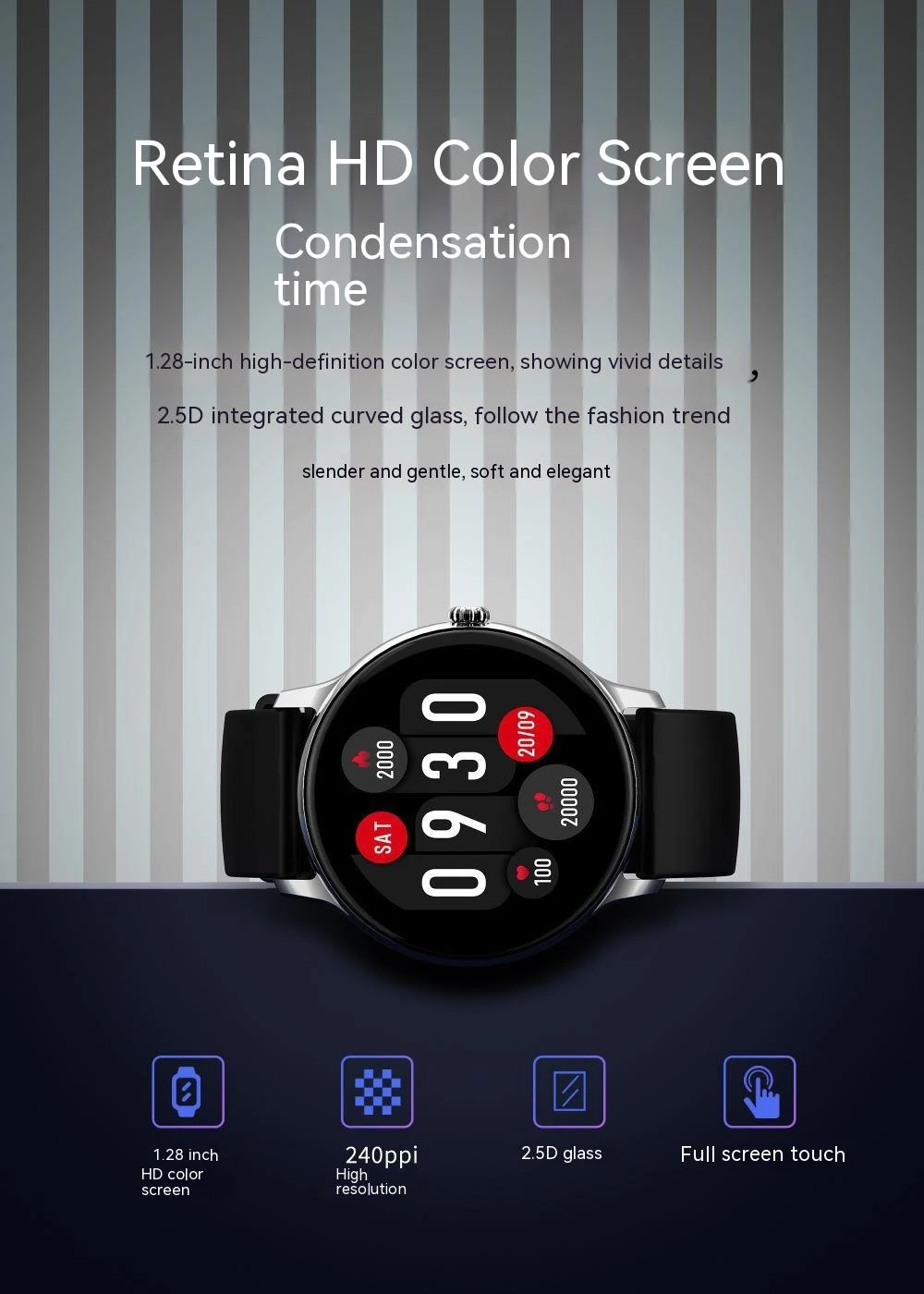 Title 8, Smartwatch de saúde com 128 polegadas para moni...