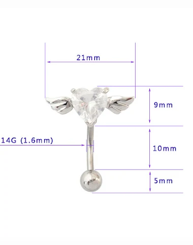 Upside-Down Heart-Shaped Wing Navel Nails Enhance your style with these unique navel nails, offering a striking design t
