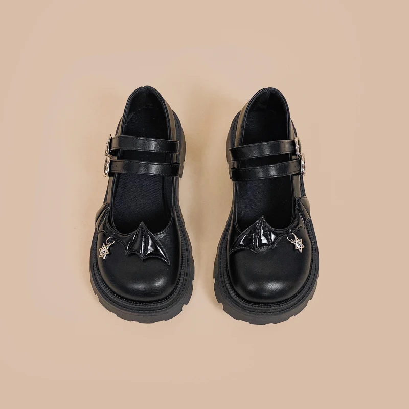 Women's Thick Round Black Leather Shoes Comfortable Stylish Everyday Footwear Perfect for Walking and Offering Durable E — photo 7