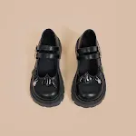 Women's Thick Round Black Leather Shoes Comfortable Stylish Everyday Footwear Perfect for Walking and Offering Durable E — photo 7