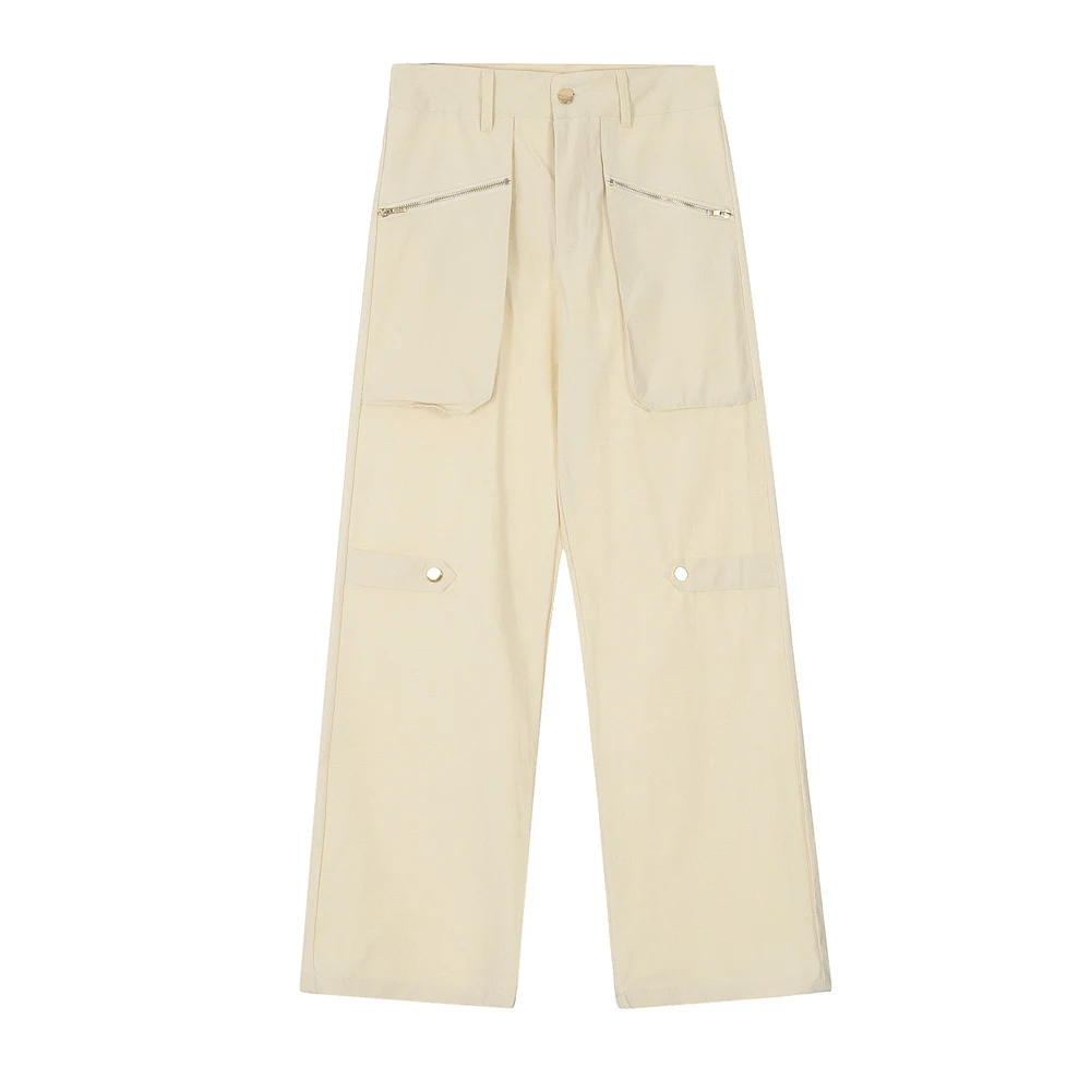 Men's Loose Wide-leg Pants with Zipper Pocket Solid Color Casual Pants Comfortable and Stylish for Everyday Wear and Lei — photo 8