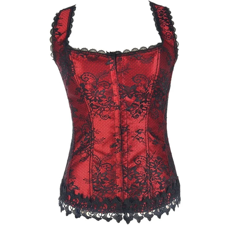Title 5, Red Lace Waist Body and Shoulder Court Corset. ...