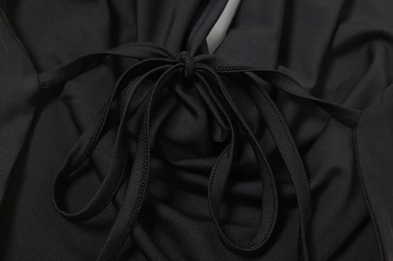 Title 25, Lace-up Backless Sexy Deep V-neck Halter Sling ...