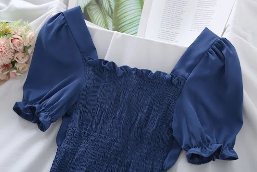 Title 7, Summer New Design Sense Short Puff Sleeve Chiff...