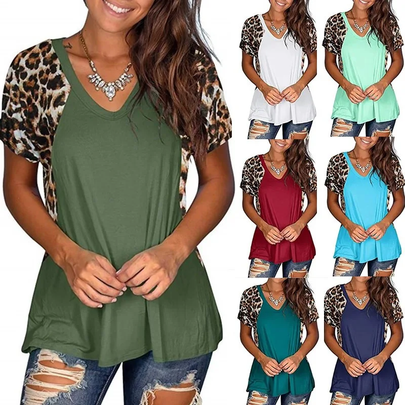 Title 11, New Womens New V-Neck Leopard Print Stitching ...