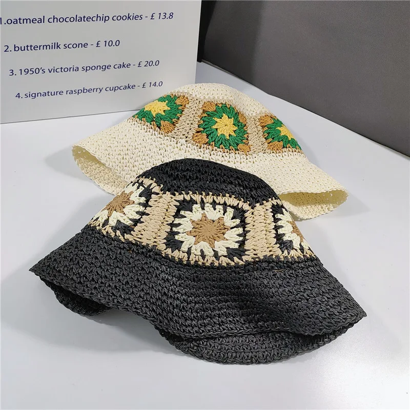 Elegant Folded Floral Straw Bucket Hat — photo 9