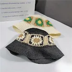 Elegant Folded Floral Straw Bucket Hat — photo 9