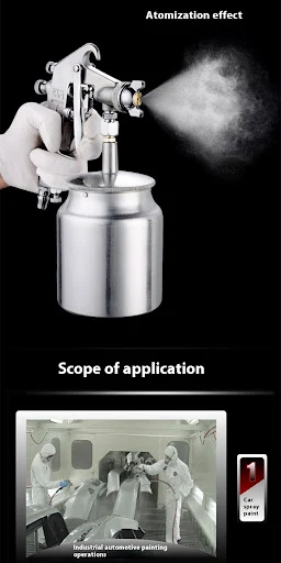 Title 1, F 75 Pneumatic Paint Spray Gun with Upper Pot
