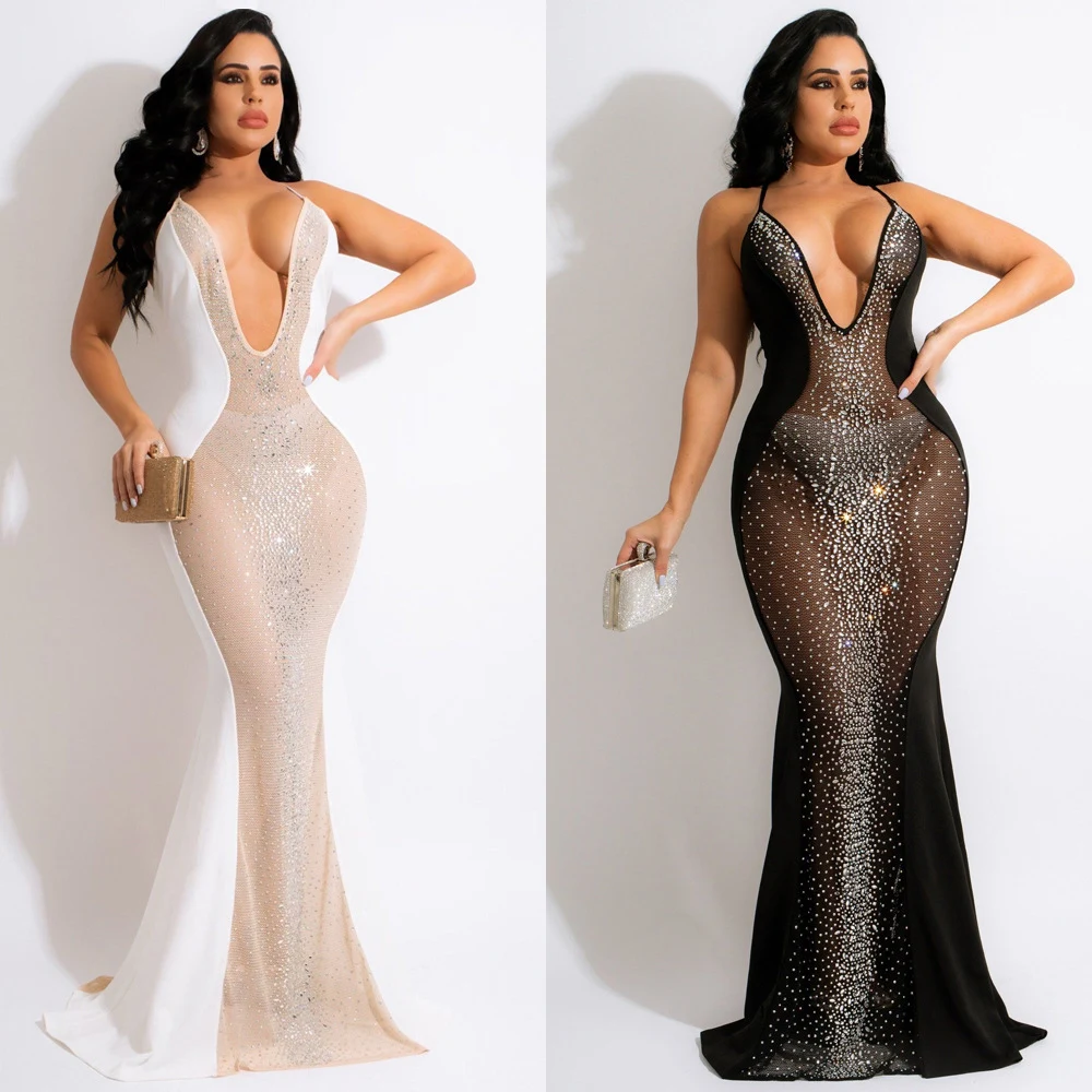 Title 18, Macacão de malha com strass para balada e saia ...
