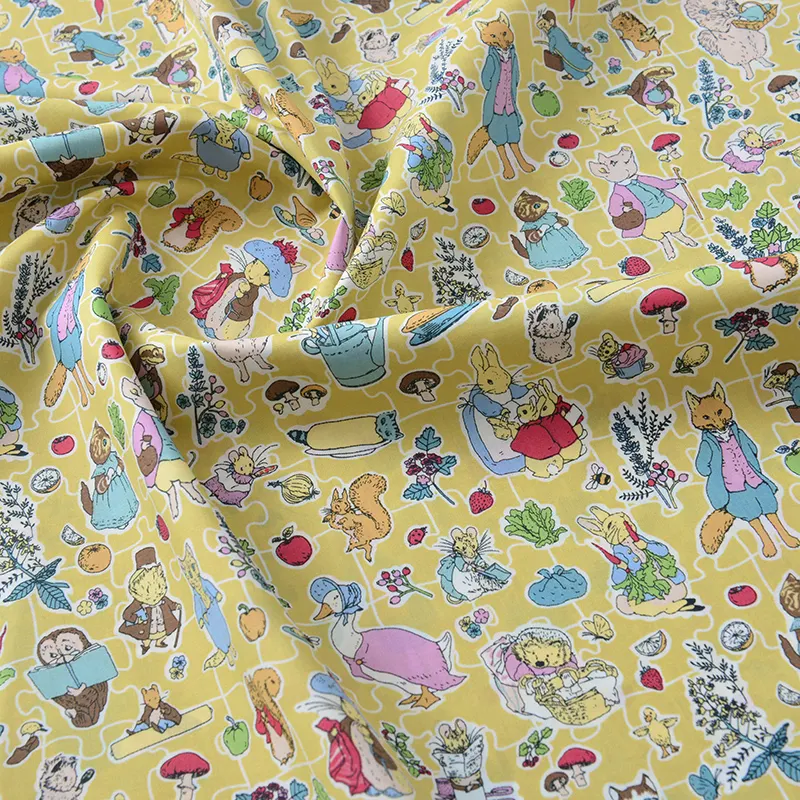 Tecido de algodão com ilustração de coelho de verão, perfeito para roupas, artesanato e decoração de casa, leve, macio e respirável. — foto 2