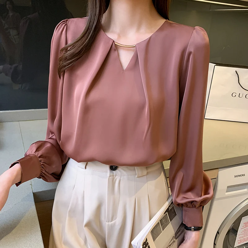Title 3, High-quality Acetate Satin Shirt Womens Design...