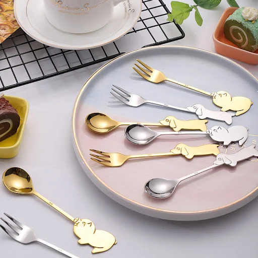 Title 2, Dessert Spoon Three-Tooth Fork Wedding Gift A p...