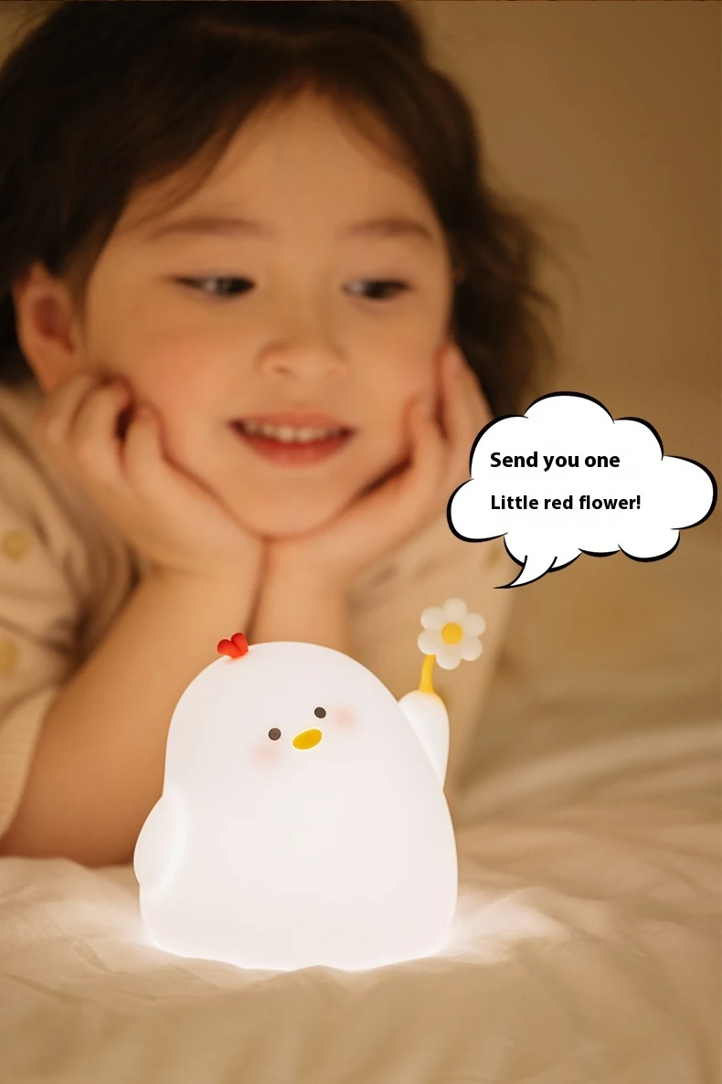 Title 2, Cute Chicken Night Light Silicone Atmosphere Sm...