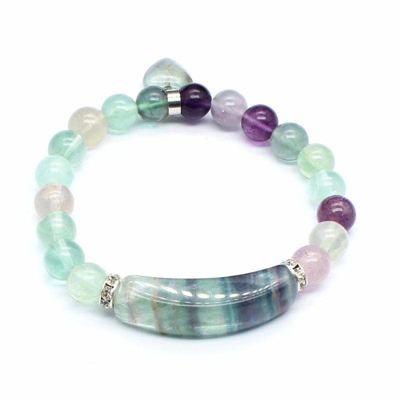 Pulseira de contas de pedra de cristal eletroplaqueada em formato de coração, ideal para um toque de amor e sofisticação, um presente perfeito. — foto 2