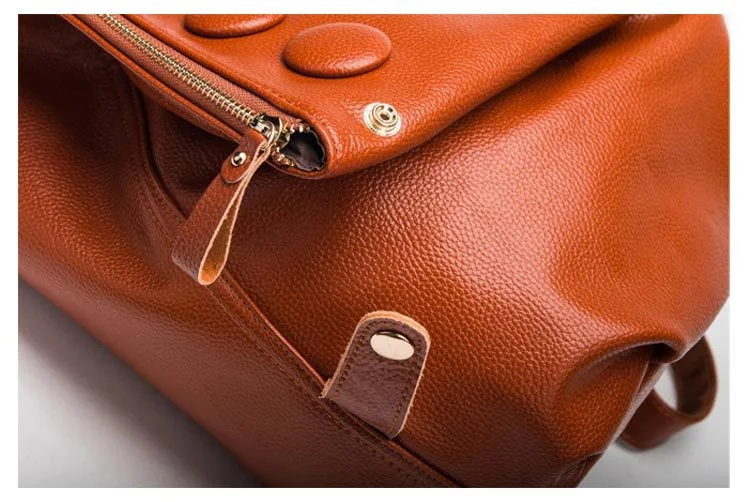 Title 7, Zaino da donna in vera pelle con texture litchi...
