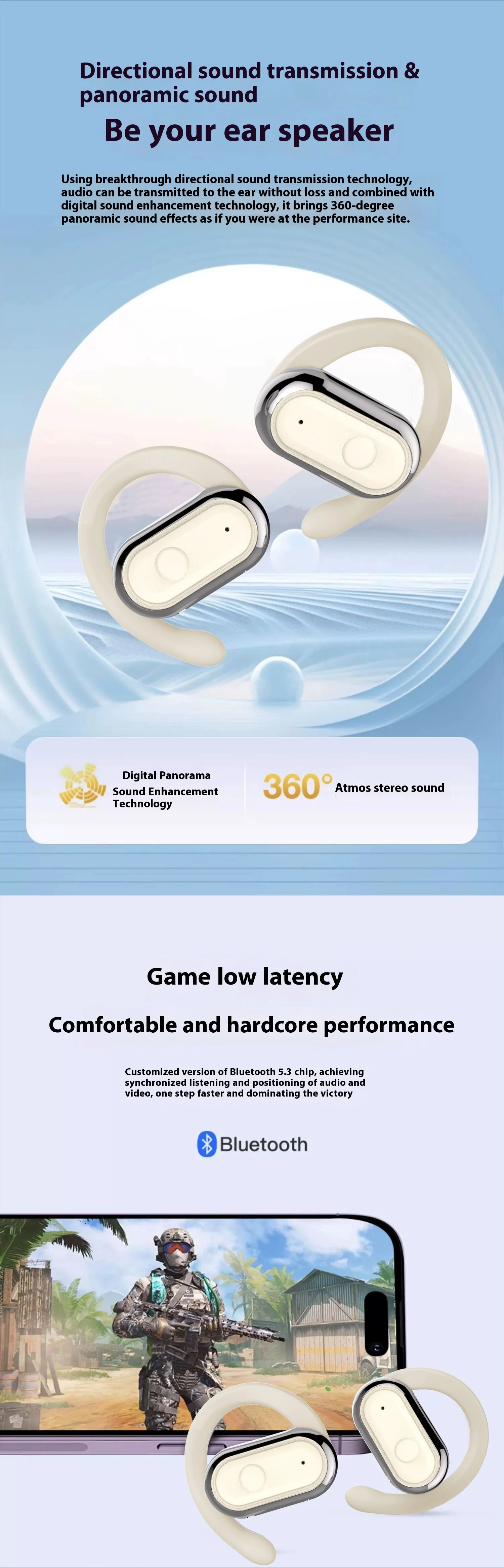 Title 4, J300 Ear Adjustable Bluetooth Headset for super...