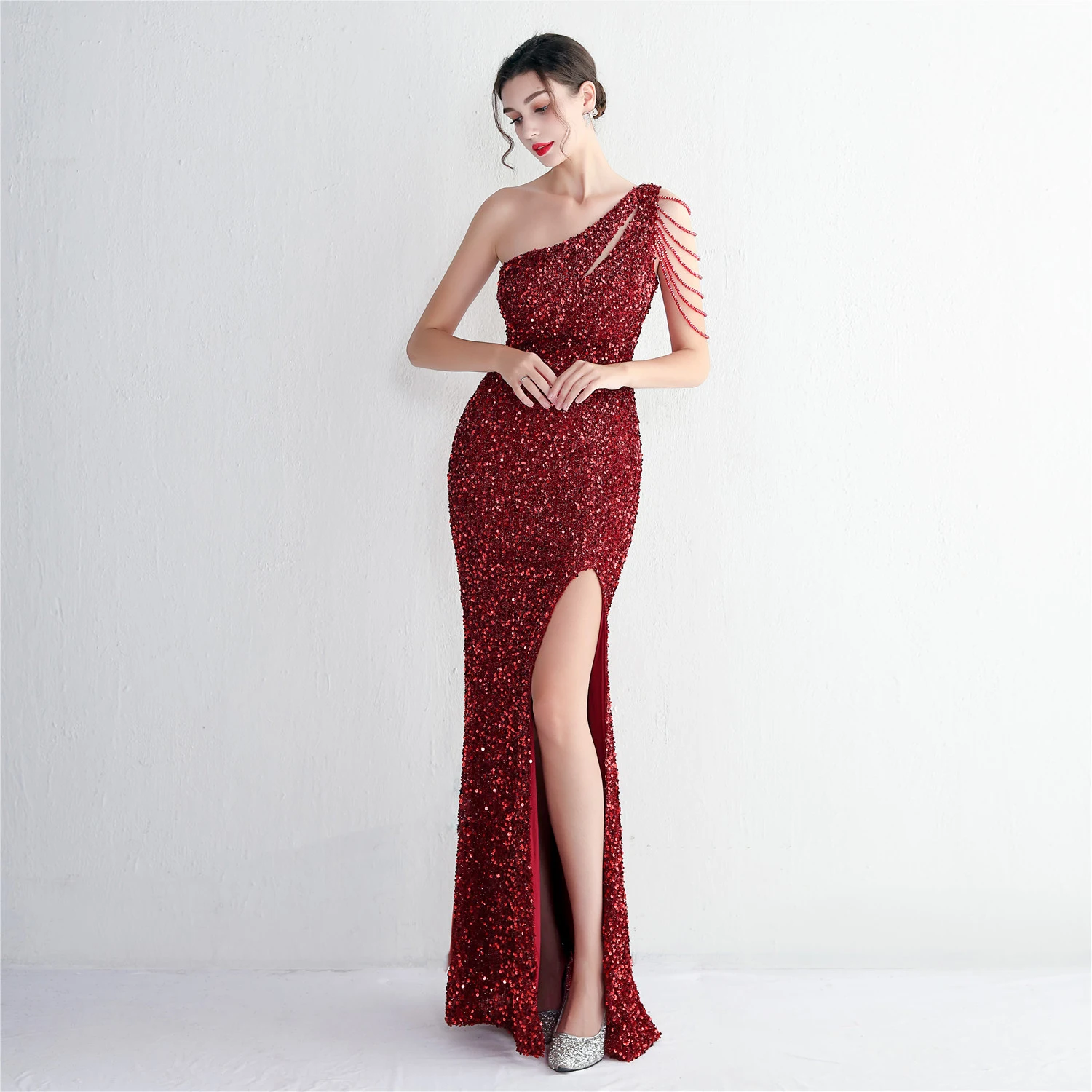 Title 7, 19533 Handmade Sequin Craft Beaded One-shoulde...