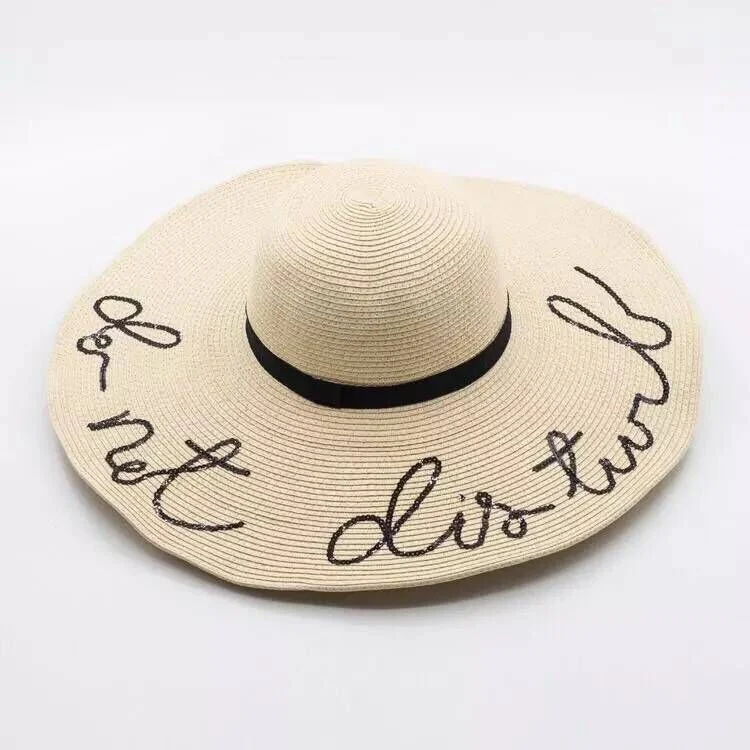 Letter Big Brimmed Straw Hat for Vacation Beach Sun Protection. Enjoy the sun in style and comfort with this wide brimme — photo 8