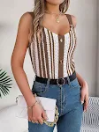 Women's V-neck Buttons Contrast Color Hollow Knitwear Top — photo 19