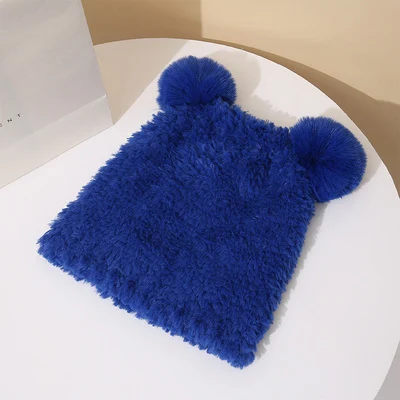 Title 8, Womens Warm Double Hairball Wool Hat with Bear...