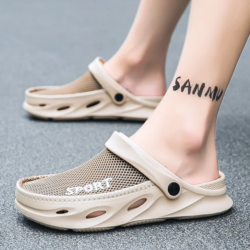 Mesh Sandalen Halve Pack Casual Heren Bird's Nest Gat Schoenen Strand Luie Halve Slippers Plus Size — foto 10