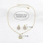 Colar de diamantes luxuoso feminino, sofisticado com brincos de zircônia quadrados, eleve sua elegância e estilo. — foto 4