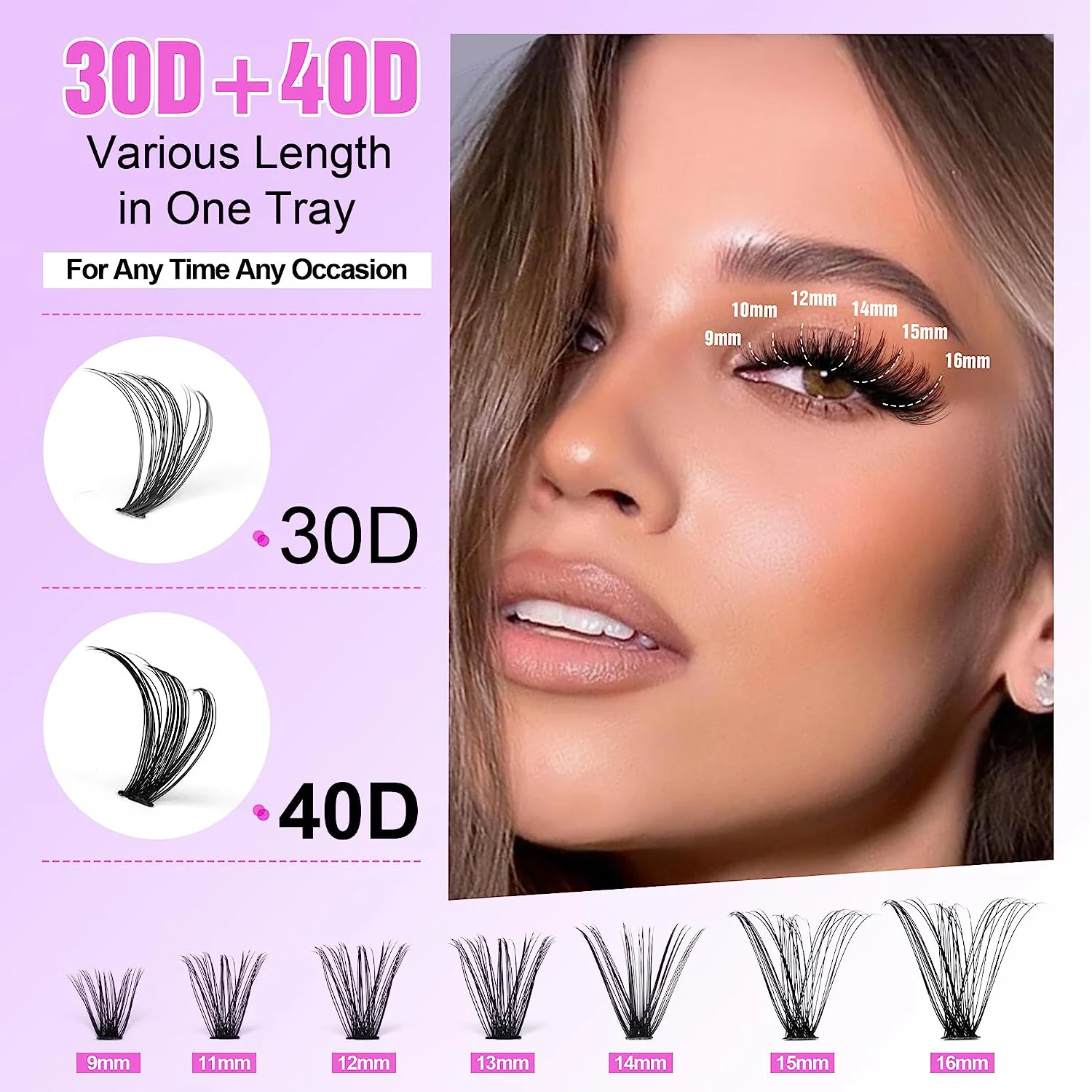 False Eyelashes 30D 40D Mixed Set, Achieve a Voluminous and Natural Look. Variety Pack for Customizable Eye Enhancement. — photo 3