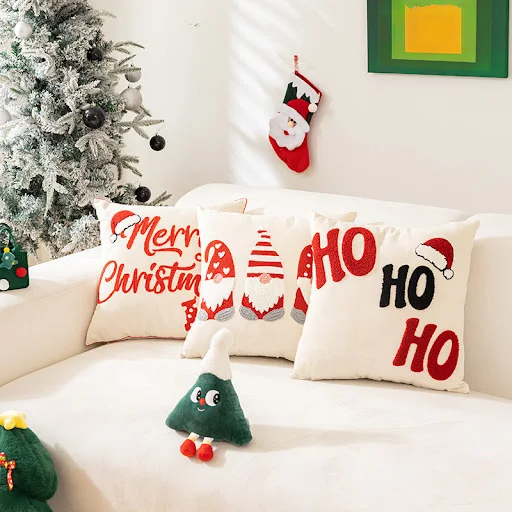Title 3, Capa de almofada com bordado de toalha de Natal...