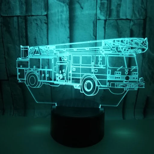 Title 2, Fire truck 3D night light, colorful, touch colo...